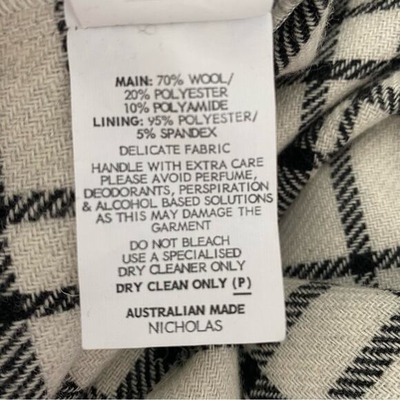 Nicholas Wool Plaid White Black Top Sweater size 10 Boxy Fit - Picture 6 of 8